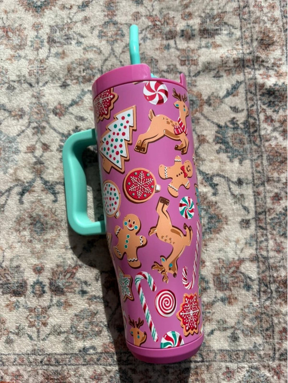 Simply Southern Gingerbread Man Pink Xmas Large Tumbler